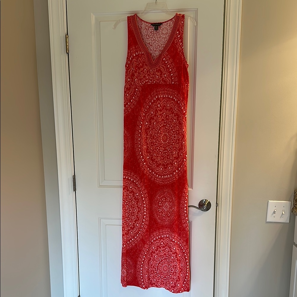 Tommy Bahama Red Sheath Maxi Dress Sleeveless V-Neck